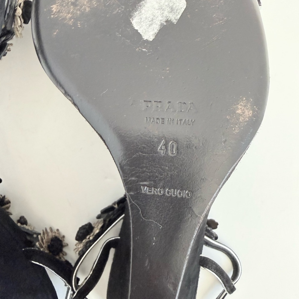 Prada Black Python Snakeskin Suede Floral Appliqu… - image 10